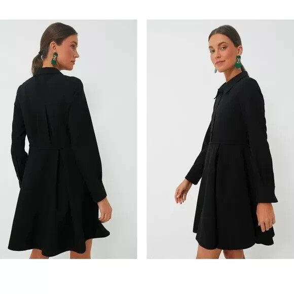 Pomander Place Womens Black Annalise Long Sleeve Stretch Pleated Mini Dress M