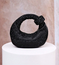 Black Women's Party Prom Crescent Clip Box Evening Clutch