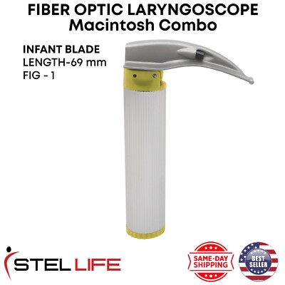 Fiber Optic Laryngoscope Macintosh Combo Blade&Handle Intubation Pack of  10