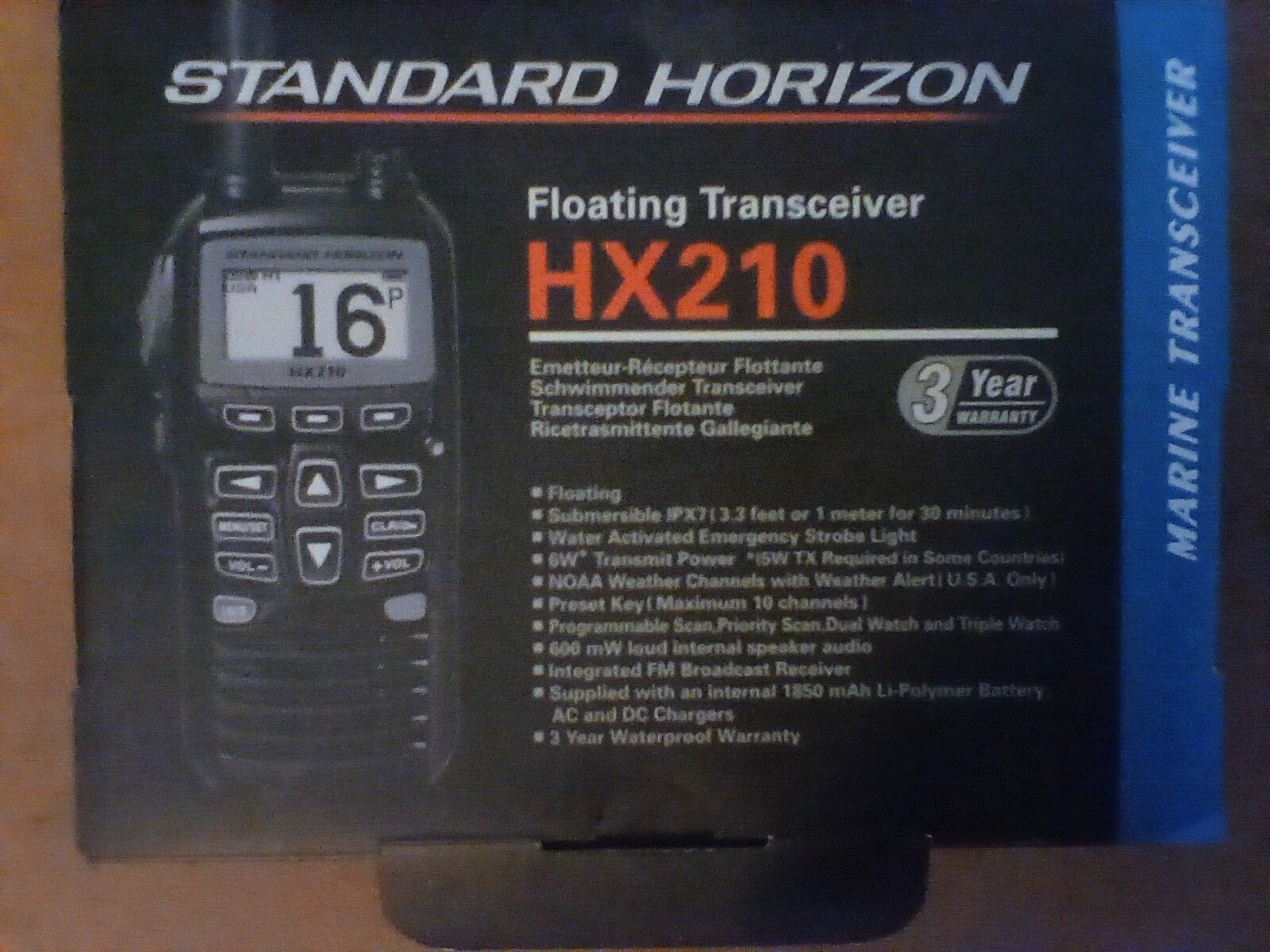 Standard Horizon hx210 Marine Radio Transceiver 6 Watt Submersible