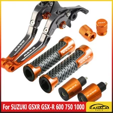 4PCS CNC Handle Grips Cap Brake Clutch Levers Set For SUZUKI GSX-R 600 750 1000