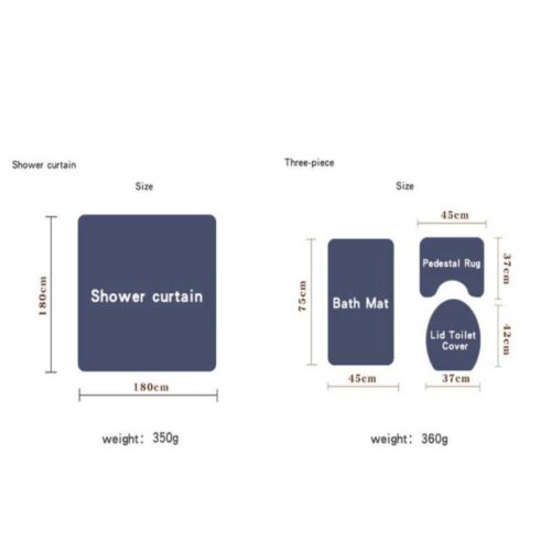 4 pz/set tenda doccia decorazione bagno, coperchio coperchio WC, tappetino antiscivolo - Foto 8 di 39
