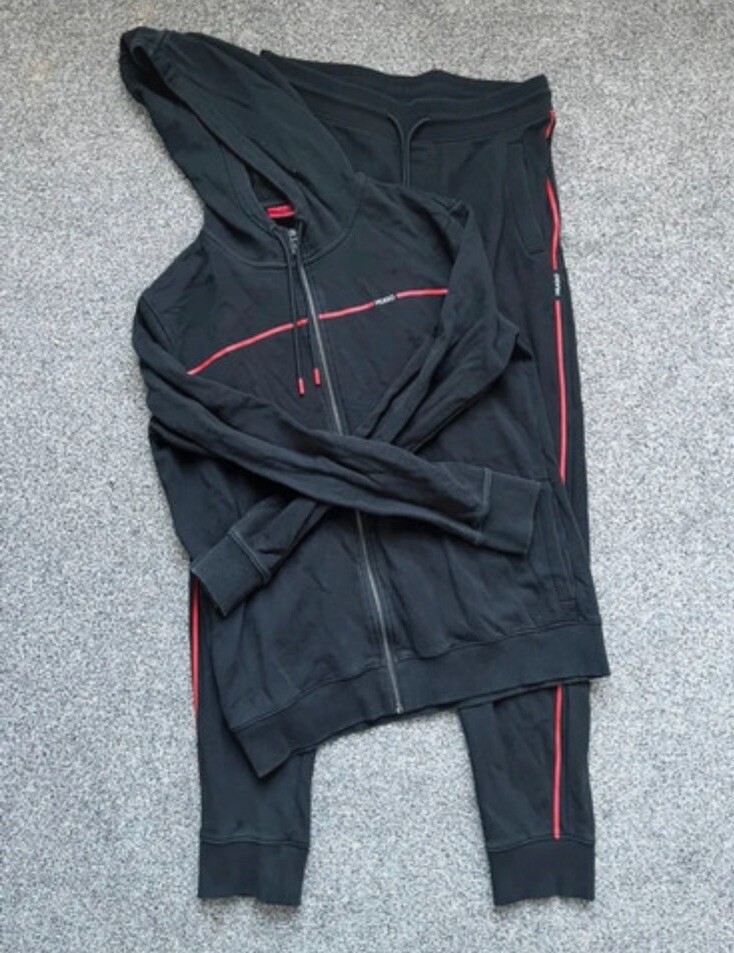 Hugo Boss black red logo tracksuit zip up hoodie joggers
