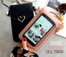 Touch Screen Cell Phone Crossbody Wallet Bag PU Leather Case Holder NEW, Pink