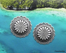 #0029 ANTIQUED STERLING SILVER PLATED CONCHO STYLE COMPONENT W/HANG HOLE - 2 Pcs