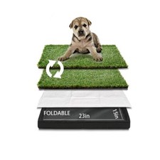 Dog Grass Pad with Foldable Dog Litter Box Small Liner Base 23   15  for Balco...