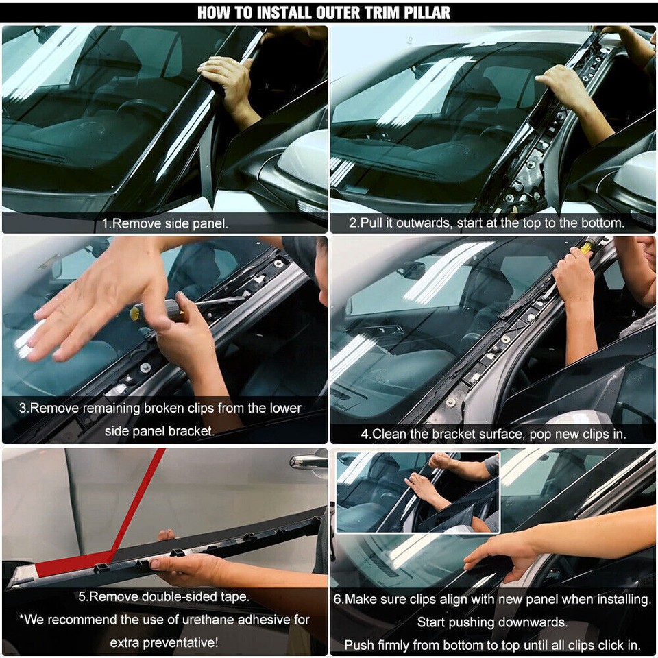 For Ford Explorer Left Right Side Windshield APillar Molding Trim 4pc