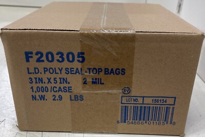 LK F20305 Clear Line Single Track Zipper Bag, Clear, 3 x 5'', 2 mil, 1000/Case