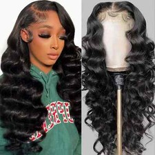 Loose Deep Wave 30Inch Lace Frontal Human Hair Wigs 4x4 Loose Wave Closure Wigs