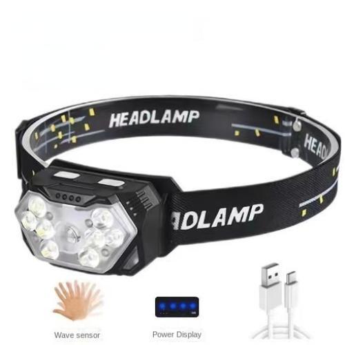 USB Rechargeable 1000mAh Headlamp Waterproof Black with Modern Sensor