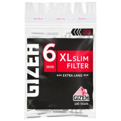 GIZEH XL Slim Filter Black 6mm Drehfilter Extra Lang 20 Beutel x 100 Stück