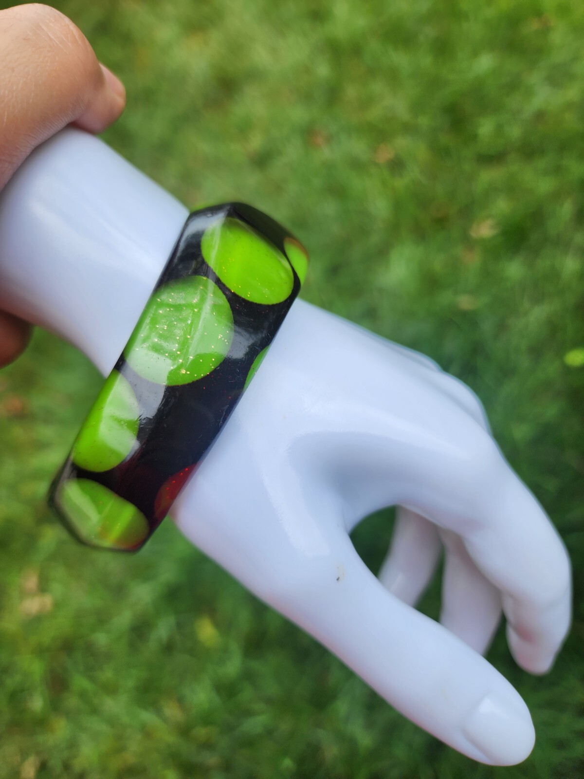 Vtg Brass Tone Stretch Ring Overlapping Brown Ab … - image 15