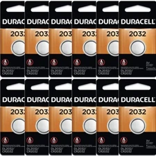 12 Pcs Duracell 2032 CR2032 3v Lithium Coin Cell Battery