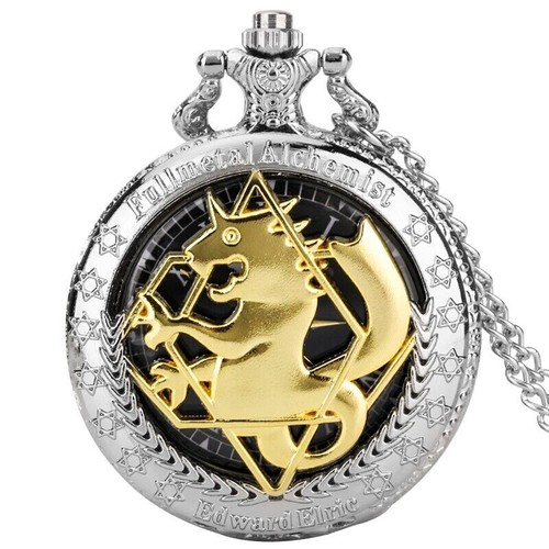 Reloj Bolsillo Creativo Anime Fullmetal Alchemist Unisex Cuarzo Cadena Número Romano - Imagen 6 de 9