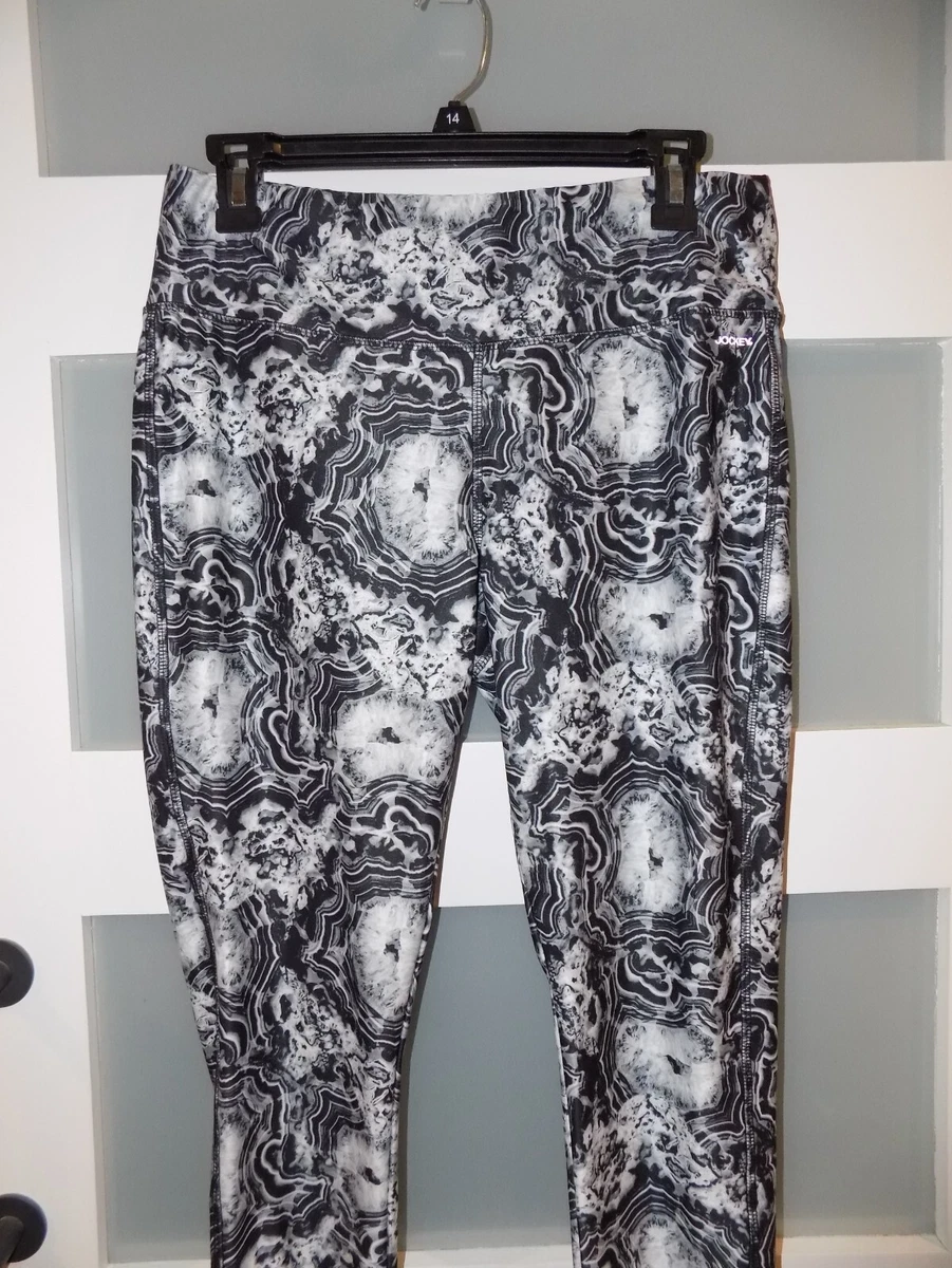 Jockey Black White Swirl Leggings Size L Women s EUC RN 50369