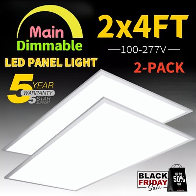2/4PACKS LED Panel Light 4x2Ft Drop Ceiling Flat Panel Recessed Troffer Fixture