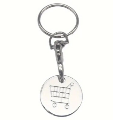 2 Trolley Con Keyrng Removable Supermarket £1 Pound Shoppng Cart - Foto 9