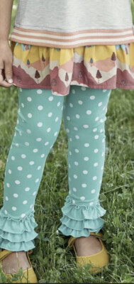 Matilda Jane Size 14 Dance With Me Leggings Polka Dot Teal Blue Wonderment