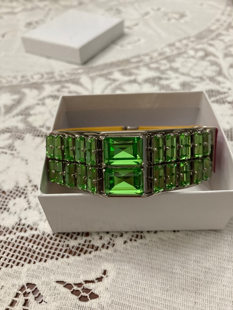 Prada Hinge-Cuff Bracelet: Salfiano Leather with Huge Green