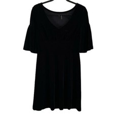 Old Navy Velvet Black Flare Sleeve Dress Sz XS Goth Whimsigoth Classic