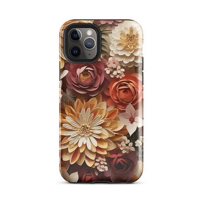 3D Bohemian Flowers , Tough Case for iPhone , Flowers in Earth tones