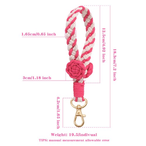 Macrame Keychain Handmade Wristlet Keychain Wrist Lanyard for Keys Cute Flower - Picture 2 of 13