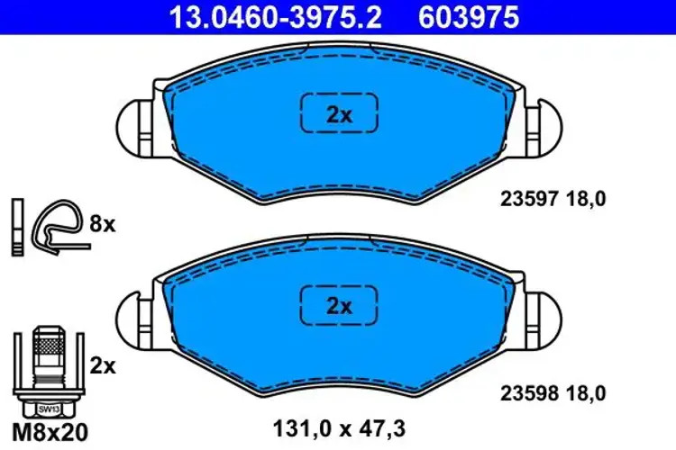 Brake pads 13.0460-3975.2 ATE for PEUGEOT 306 Hatchback 306 206+ 206 Hatchback