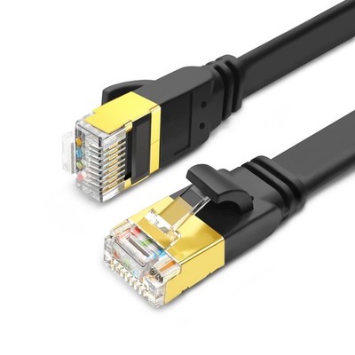 15 FT Black CAT 8 Ethernet Cable 40Gbps 2000MHz SFTP Flat LAN Network Cord