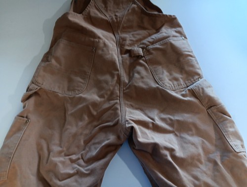 Vintage Carhartt Overalls Mens 40x30 Brown Work Insulated Double Knee Bibs - Picture 7 of 15