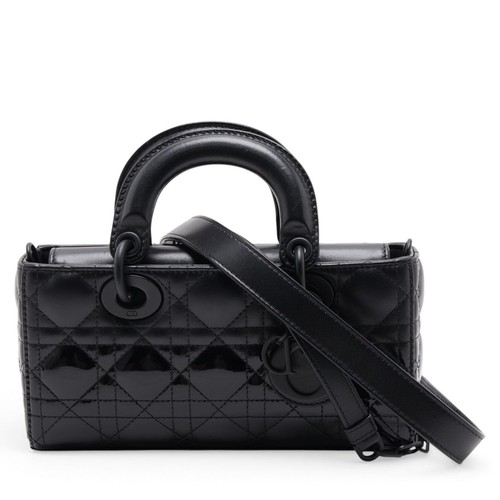 Christian Dior Lady Dior Small Handbag Leather / Patent Leather Black #ALB8165