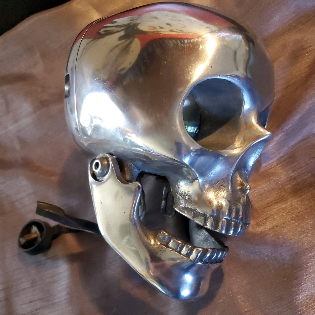 HEADWINDS Polished Aluminum SKULL Headlight Custom Chopper Harley