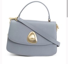 MONCRIEF London Sadie Leather Flap blue Shoulder bag with dustbagRt$800 
