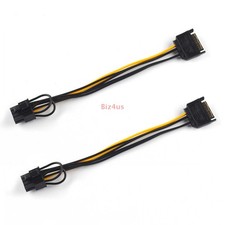 2X SATA 15pin Male to 8pin 6 2 PCI-Express PCIe Video Graphic Card Power Cable
