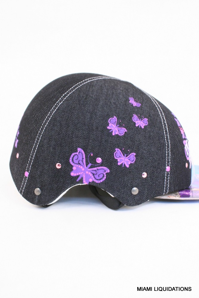 Disney Multi Sport Helmet Youth Black Denim 8+ Girls Kids Bike Butterfly Bike