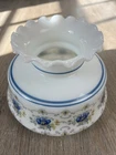 VTG Quoizel Abigail Adams Blue Floral 6.5” Fitter Milk Glass Lamp Shade MCM