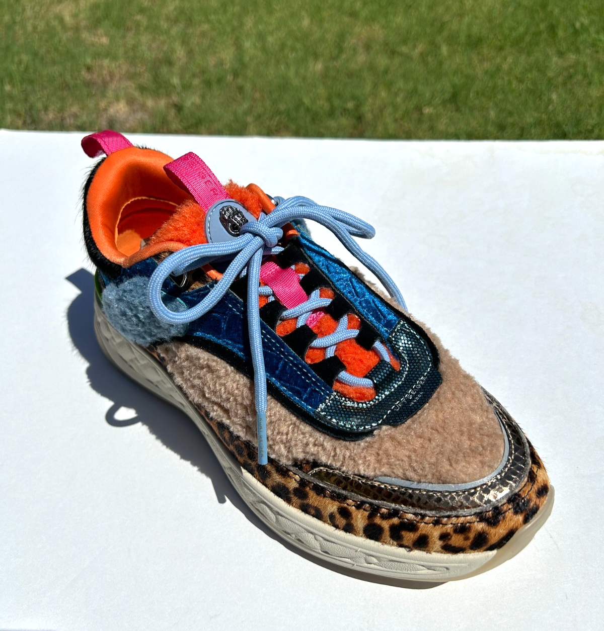 PONY Sneakers Kurt Geiger Kensington Mixed Media Denim Patchwork Ghepardo 8 5 39 Nuove con etichette