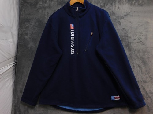Vintage Roots Sweatshirt Mens L Blue Pullover 1/4 Zip Mock Neck Fleece USA 2002