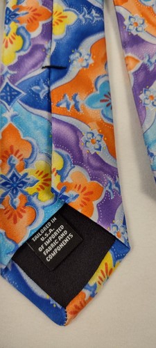 Murano Men's Classic Tie Extra Long Floral Multicolor 100% Silk 62.5 X 3" - Picture 2 of 5