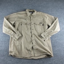 Workrite FR Shirt Mens L Beige Flame Resistant Long Sleeve Button Up Workwear