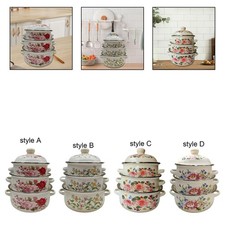 3-teiliges Emaille-Suppentöpfe-Set mit Deckel, Emaille-Topf-Set für Küche,