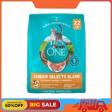 Purina ONE Tender Select Blends Dry Cat Food, Chicken, 22 lb Bag
