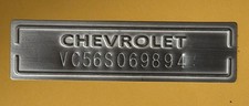 CHEVROLET Data Plate Identification Tag Repli...