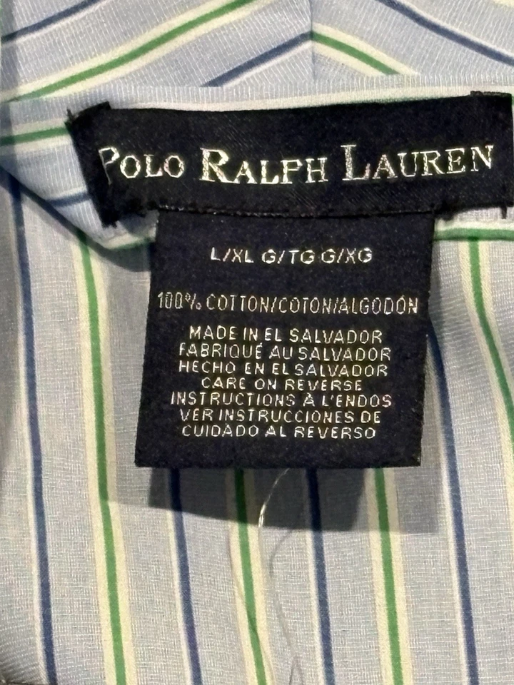 NUEVO POLO RALPH LAUREN MANGA LARGA CINTURÓN LIGERO ALGODÓN RAYAS BATA L/XL Foto 2 de 4