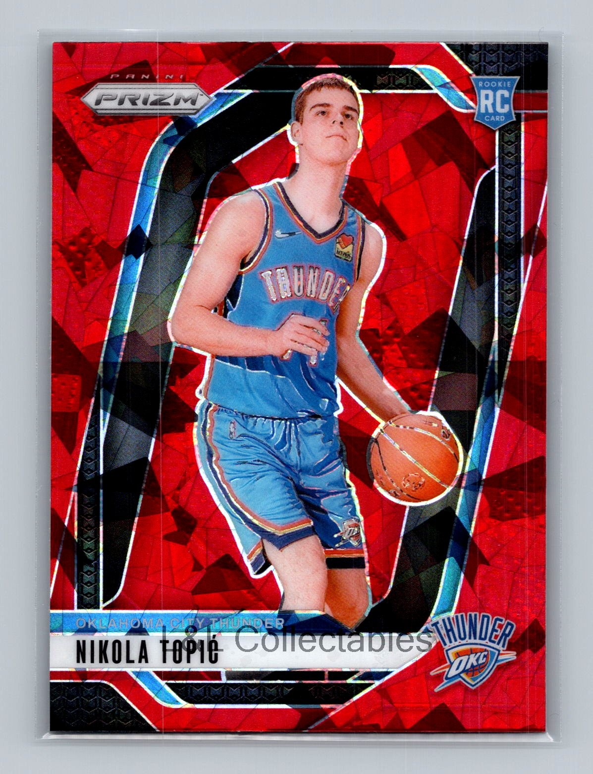 2024-25 Panini Prizm #230 Nikola Topic Prizms Red Ice