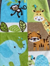 Garanimals Blue Green Baby Blanket Tiger Monkey Giraffe Elephant Bird 30x44