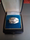 *VINTAGE* Signed "MD" Sterling Silver Wide Band Inlay Mother of Pearl Ring Sz7.5