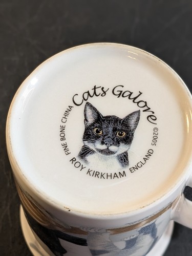 2 tazze vintage gatti Galore Roy Kirkham Made England Bone China Calico tazza da tè nera - Foto 8 di 22