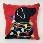 Black Dog Lab Labrador Retriever Xmas Wool Hooked Throw Pillow Grandin Road