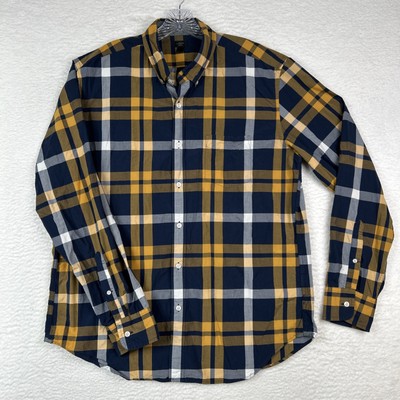 J. Crew Men s Button Down Shirt Plaid Size XL Long Sleeve Blue Yellow Tartan