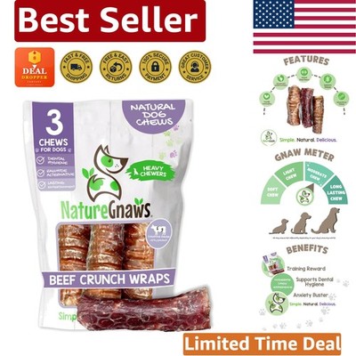 Long-Lasting 3-Pack Beef Trachea Crunch Wraps for Dogs - Dental Health Benefits